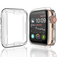 Clear Case For Apple Watch 45mm 41mm 44mm 40mm Screen Protector Full Cover TPU Bumper iWatch Series 9 8 7 SE 6 5 4 Accessories
