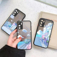 Anime Scenery Landscape Mountain Matte Clear Phone Case for Huawei P50 P40 P30 P20 MATE 40 30 20 PRO PLUS Y7P Y8P Y9 Case Cover