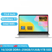 2024 Gaming Laptops Windows 11 Computer Office Notebooks Netbook 15.6 Inch 12th Gen Intel N95 32GB DDR4 Slot 2TB M.2 WiFi Camera