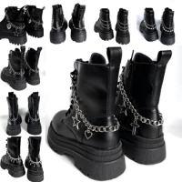 1pc Big Star Charms Chunky Chains Martin Boots Canvas Shoes Buckles Decoration Y2k Hearts Shoes Accessories Harajuku Jewelry