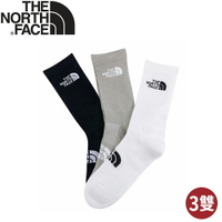 【The North Face 運動襪-三入組《黑/白/灰》】7WI2/吸濕透氣/中筒襪/運動襪/戶外襪/登山襪/排汗襪