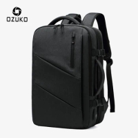 OZUKO Men Expandable Backpack Multifunctional 15.6 inch Laptop Backpacks Multi-layer Male USB Waterproof School Bag Mochila New