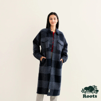 【Roots】Roots女裝-率性生活系列 羊毛長版襯衫外套(深藍)