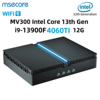 Msecore Mini Gaming PC 13th Gen Core I9-13900F10 Cores RTX4060Ti Desktop Computer 64G DDR5 RAM 2T PCIE 4.0 SSD WiFi 6E BT5.3