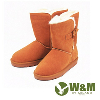 W&amp;M 保暖平底短筒雪靴 女鞋-棕(另有黑)