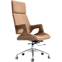 High Back Boss Study Computer Chair Solid Wood Meeting Chair Simple Staff Nordic Lift Office Negotiating Chair