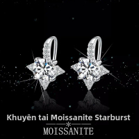 NO.24 Bông tai moissanite bạc tinh khiết S925, móc tai sao tám giác của phụ nữ, bông tai 50 điểm, ph