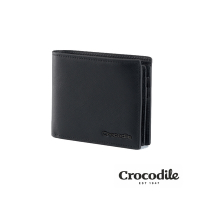 Crocodile鱷魚皮件 零錢包皮夾 短夾 8卡 RFID Aston奧斯頓系列-0103-11403-黑色