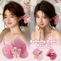 1/3/6PCS Orchid Hair Clip Phalaenopsis Flower Sweet Bangs Duckbill Clip Hawaii Bohemian Beach Simula