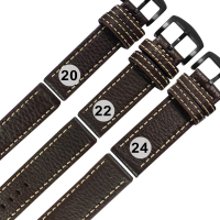 【Watchband】20.22.24mm / 各品牌通用 經典復刻 柔軟 加厚款 真皮錶帶(深咖啡色)