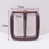1-1/2" 52*53MM (INNER 39 MM)Men Antique Copper Heavy Square Single Prong Pin Clip Belt Strap Buckle