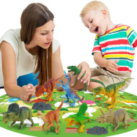 Dinosaur Toy Set Dinosaur Figure With Play Mat Preschool Cartoon Toy Create Dino World Playset Portable Storage Box Gifts