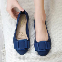 Feminine Lovable Round-toed Navy Blue Lightweight Jelly Shoes Family and Beach Waterproof Bathroom Shoes
