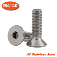 100pcs/lot DIN7991 M4*40 Stainless Steel A2 Flat Socket Head Cap Screw