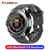 LEMFO T92 Smart Watch Men Bluetooth Call TWS Earphone Body Watch Self-Making Face Sports Smartwatch 2021 for Android IOS