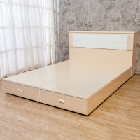 Birdie南亞塑鋼-3.5尺單人塑鋼床組(床頭箱+後二抽屜床底)(白橡色+白色)
