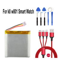 100% NEW 450mAh battery for k8 w801 Smart Watch phone watch Smartwatch wrist watch+USB cable+toolkit