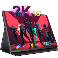 UPERFECT 16" 2K Portable Monitor 2560*1600 16:10 100%sRGB 500Cd/m² 120Hz Gaming Display For Xbox PS5 Switch Laptop Mac Phone