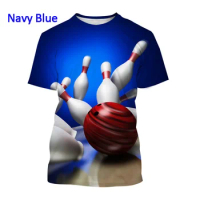 2022 New Bowling 3D Printing T-Shirt Personality Fashion Unisex Harajuku Style Rest Round Neck Short Sleeve T-Shirt Top