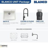 Kitchen Sink Bak Cuci Piring Granit 1 Lubang BLANCO Silgranit NAYA 6 Paket BLANCO UNIT dengan Keran 