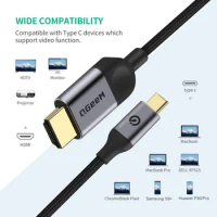 QGeeM USB C to HDMI Cable Adapter 6ft 4K, USB Type C to HDMI Cable Thunderbolt 3 Compatible with MacBook Pro 2017-2020 IPad pro