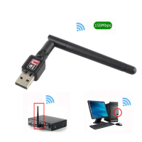Network Card Mini USB WiFi Adapter Card 150 Mbps 2dBi Wifi Adapter PC with Antenna WiFi Dongle 2.4G USB Ethernet WiFi Receiver