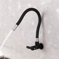 Wall Mounted Single cold water SUS304 Stainless steel kitchen sink faucet High Quality Rotatable Kitchen faucet