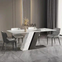 Italian Stone Plate Dining Table Pandora Bright Marble Rectangular Simple Home Dining Table