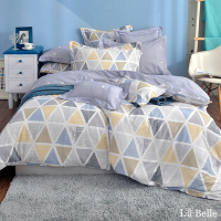 義大利La Belle 幾何空間 雙人純棉防蹣抗菌吸濕排汗兩用被床包組