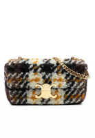 CELINE 二手 Celine 羊毛 Triomphe 鏈條單肩包