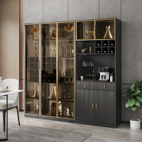 酒櫃靠墻客廳鋁合金框架展示櫃現代簡約玻璃紅酒架輕奢餐邊櫃