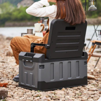 60L Multifunctional Chair and Storage Box Two in One Outdoor Camping Folding Box Equipment Car Trunk Food Container Organizer