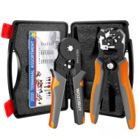WOZOBUY Tubular Terminal Crimping Pliers HSC8 6-4/6-6 Crimper Wire Mini Ferrule Crimper Tools Household Electrical Kit With Box