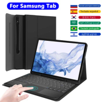 Case Keyboard For Samsung Galaxy Tab S6 Lite,A8 10.5,S9 FE,S7 S8 S9 11,S7 FE S8 S9 Plus 12.4,Tablet Funda Cover With S Pen Slot