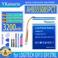 YKaiserin 3200mAh Replacement Battery AHB355085PCT for LOGITECH G913 G913TKL mechanical keyboard