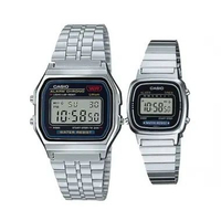 JAM COUPLE CASIO DIGITAL ORIGINAL STAINLESS STEEL SILVER BLACK CASIO A159WA-N1DF LA670WD-1DF CASIO A