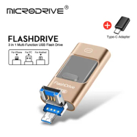 4 in 1 Type-c OTG USB Flash Drive USB Flash 3.0 Pendrive 64GB USB Stick 128GB 256GB Memory Stick For iPhone Android PC