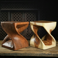 泰國換鞋凳創意花架原木穿鞋矮凳實木小凳子木質小方凳木墩子擺件