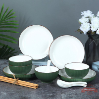 拼盤餐具16頭日式瓜碗色釉盤陶瓷菜盤飯盤深盤沙拉盤家用套裝組合