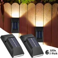 6LED Solar Wall Lamp Garden Decoration Solar Outdoor Lights Waterproof Up and Down Lighting Stair Fence Solar Outdoor Lights