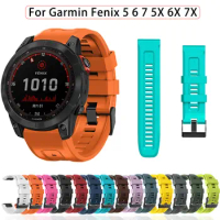 22mm 26mm Watch Strap For Garmin Fenix 5 6 7 5X 6X 7X 3 HR Sapphire Silicone Smartwatch Accessories Wrist Band Bracelet