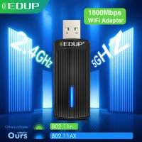 EDUP USB WiFi Adapter Dual Band WiFi 1800Mbps USB3.0 Network Card WiFi6 Dongle USB 802.11AX LAN Ethernet for PC Laptop