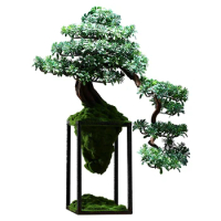 FQ Living Room Artificial Plant Bonsai Indoor Welcoming Pine Green Plant Bonsai