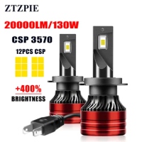 ZTZPIE 6000K HB3 HB4 9005 9006 H1 H7 H4 H11 Bulb Led Lamp CSP 3570 Chips Car Headlight Light 130W 20000LM Fog Lights Lamps