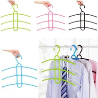 Plastic Hanger Hook 3 Layer Space Saver Clothes Hanger Clothes Rack Wardrobe Organizer
