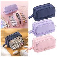 Angoo 4 Partitions Large Pencil Case Pen Bag School Student Pencil Cases Cosmetic Bag Stationery Organizer Office Supply