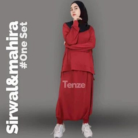 Setelan Olahraga Syari Rok Sirwal Mix Blouse Mahira By Tenze L maroon