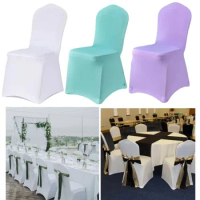 Solid Color Chair Cover Spandex Slip Cover Stretch Wedding Banquet Party Reataurant Banquet Hotel Dining Chair Covers