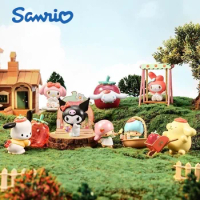 New Anime Sanrio Miniso Strawberry Manor Series Blind Box Figures Kulomi Pacha Dog Cinnamon Beauty Dog Decoration Mystery Gift T