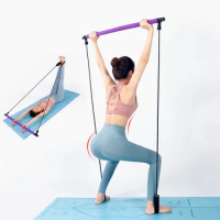 Elastic Bands Yoga Pilates Bar Kit Body Abdominal Resistance Rope Puller Yoga Rally Rod Pilates Stick Fitness Bar Gym Workout